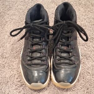 Black High-Top Retro Air Jordan with White Soles - Mens 9